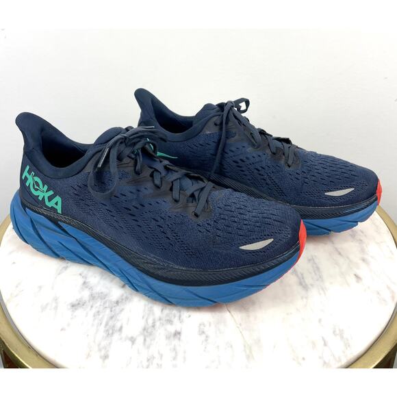 Hoka One One Clifton 8 Running Sneakers Blue Outer Space Men’s 11 D *NO INSOLES - Picture 2 of 14